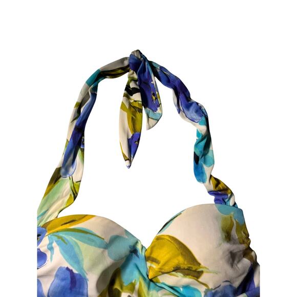 Miraclesuit Halter Tankini Swim Top Size 10 Floral Tropical Padded Bust - Picture 6 of 10